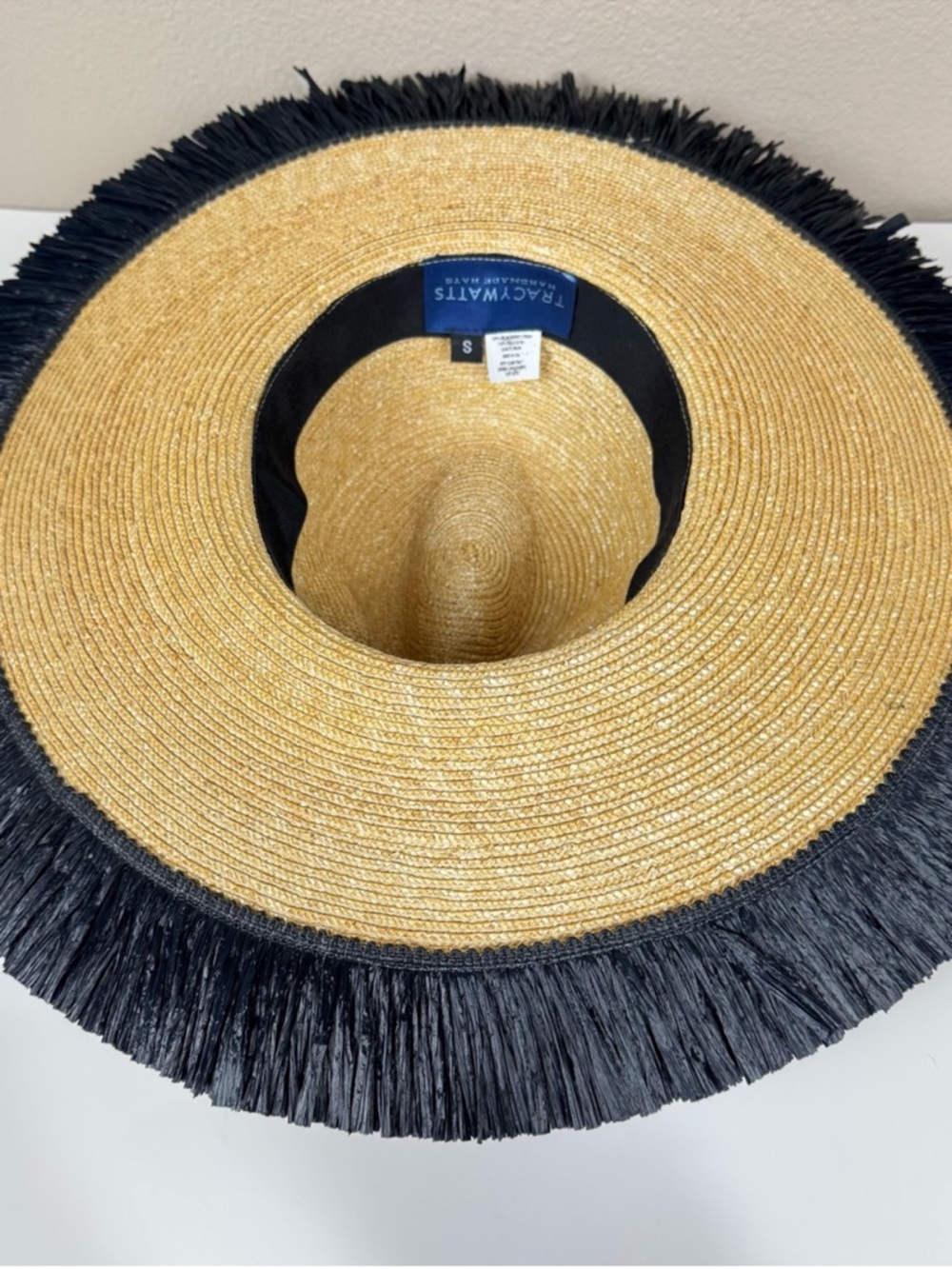 Tracy Watts‎ Positano wide brim fedora Straw Sun Hat fringe Anthropologie - Picture 5 of 6